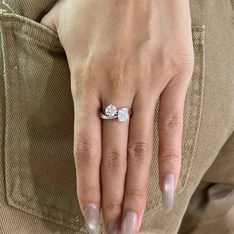 Platinum 950 1CT Asscher Cut & 1CT Round Cut EF VS-VVS CVD&HPHT Lab Grown Diamond Two Stones Ring Give Her An Engagement Ring
Platinum 950 1CT Asscher Cut & 1CT Round Cut EF VS-VVS CVD&HPHT Lab Grown Diamond Two Stones Ring Give Her An Engagement Ring