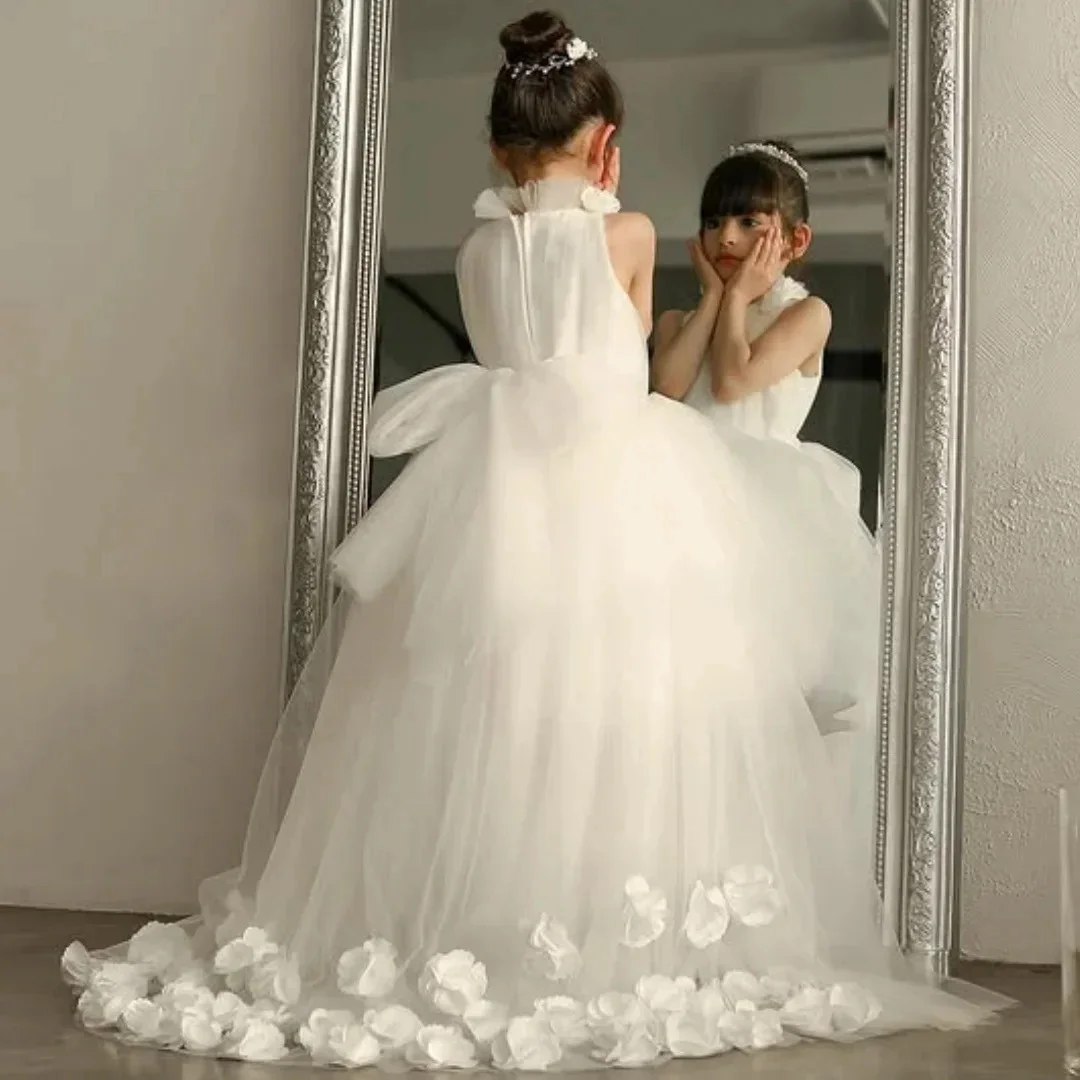 Customized Ivory Flower Girl Dresses For Wedding High Collar Tulle 3D Flowers Elegant Child First Communion Formal Occasion Gown
Customized Ivory Flower Girl Dresses For Wedding High Collar Tulle 3D Flowers Elegant Child First Communion Formal Occasion Gown