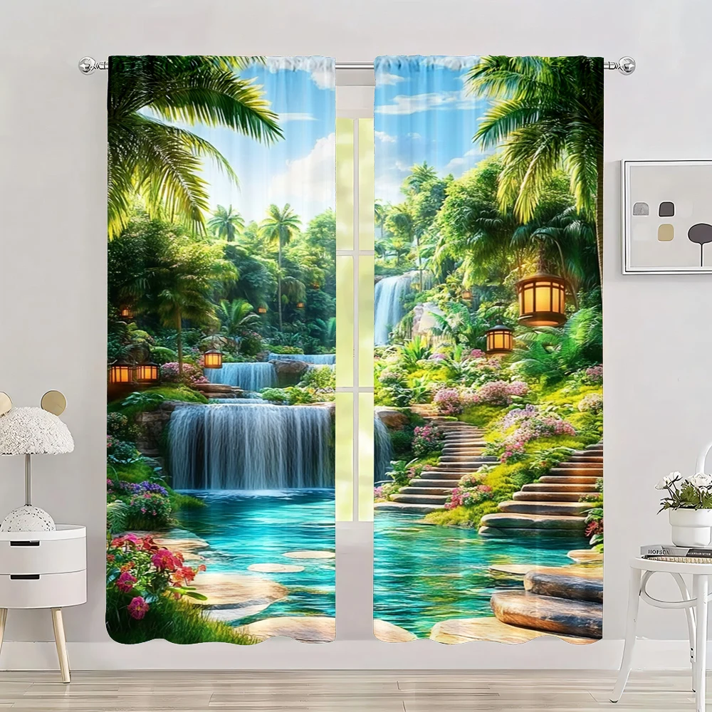 2pc, Colorful Spring Popular Window Curtain picturesque flower forest waterfall Machine Washable Polyester,Without Electricity
2pc, Colorful Spring Popular Window Curtain picturesque flower forest waterfall Machine Washable Polyester,Without Electricity
