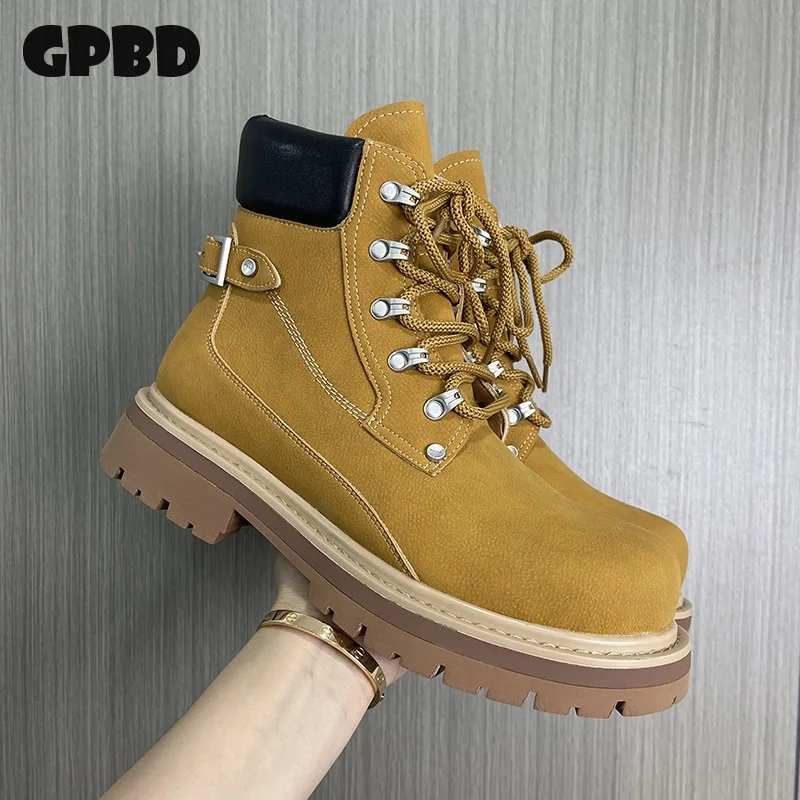 GPBD Yellow Hemp Boots for Men 2025 High Top New Style British Style Side Zip Thick Sole Outdoor Workwear Boots
GPBD Yellow Hemp Boots for Men 2025 High Top New Style British Style Side Zip Thick Sole Outdoor Workwear Boots