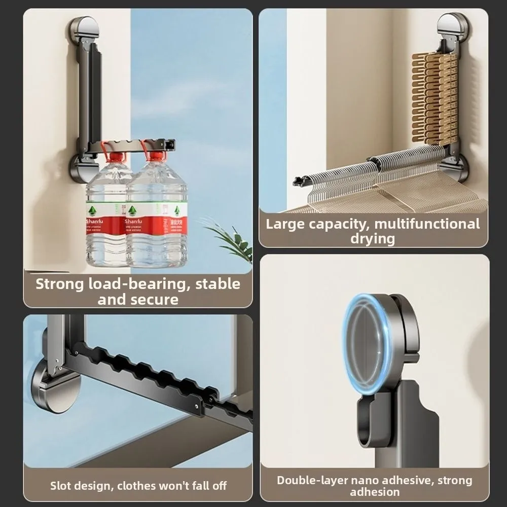 Expandable Design Suction Cup Clothes Drying Rack Large Capacity Wall Mounted No-Drill Clothes Hanger Foldable
Expandable Design Suction Cup Clothes Drying Rack Large Capacity Wall Mounted No-Drill Clothes Hanger Foldable