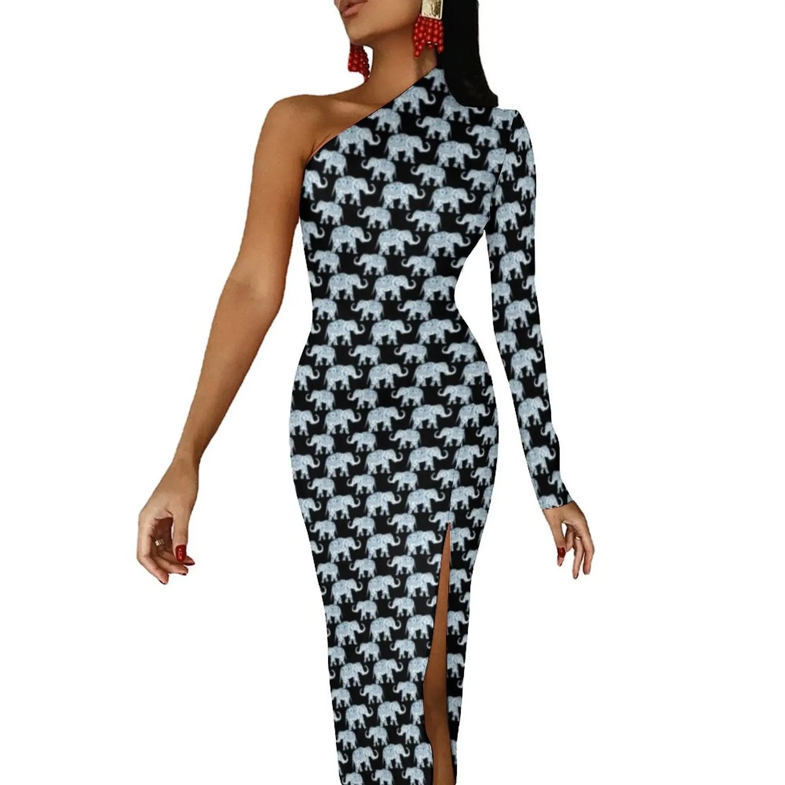 Retro Elephant Print Long Dress Women Funny Animal Street Style Maxi Dress Autumn Sexy Bodycon Dresses Side Split Design Vestido
Retro Elephant Print Long Dress Women Funny Animal Street Style Maxi Dress Autumn Sexy Bodycon Dresses Side Split Design Vestido