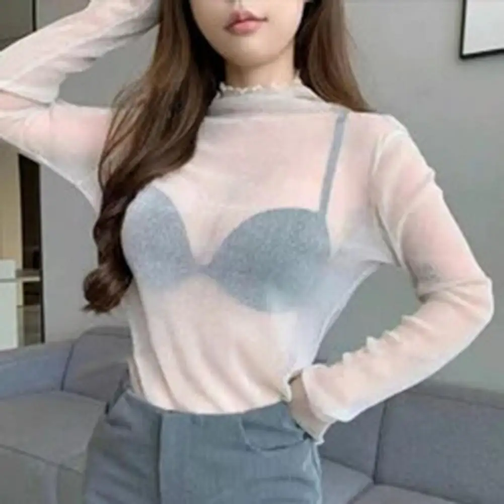 Lace Neckline Blouse Long Sleeve Blouse Elegant Lace Half-high Neck Long Sleeve Top for Women Stylish Solid Color Mesh Yarn
Lace Neckline Blouse Long Sleeve Blouse Elegant Lace Half-high Neck Long Sleeve Top for Women Stylish Solid Color Mesh Yarn
