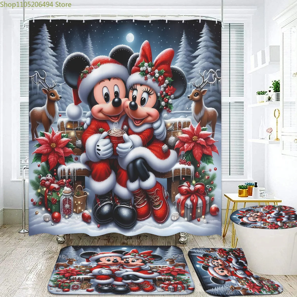 Christmas Bestseller! 4PC Santa Snowflake Shower Curtain Set - Waterproof Bathroom Decor with Hooks & Mat, Perfect Gift Idea
Christmas Bestseller! 4PC Santa Snowflake Shower Curtain Set - Waterproof Bathroom Decor with Hooks & Mat, Perfect Gift Idea