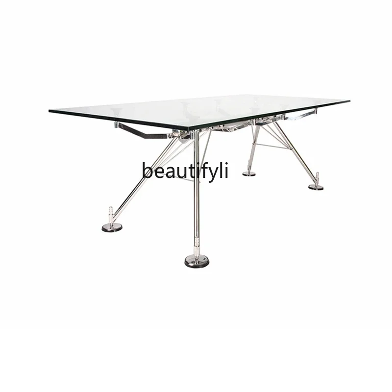 Dining table Nordic design stainless steel modern home dining room office, tempered glass table
Dining table Nordic design stainless steel modern home dining room office, tempered glass table