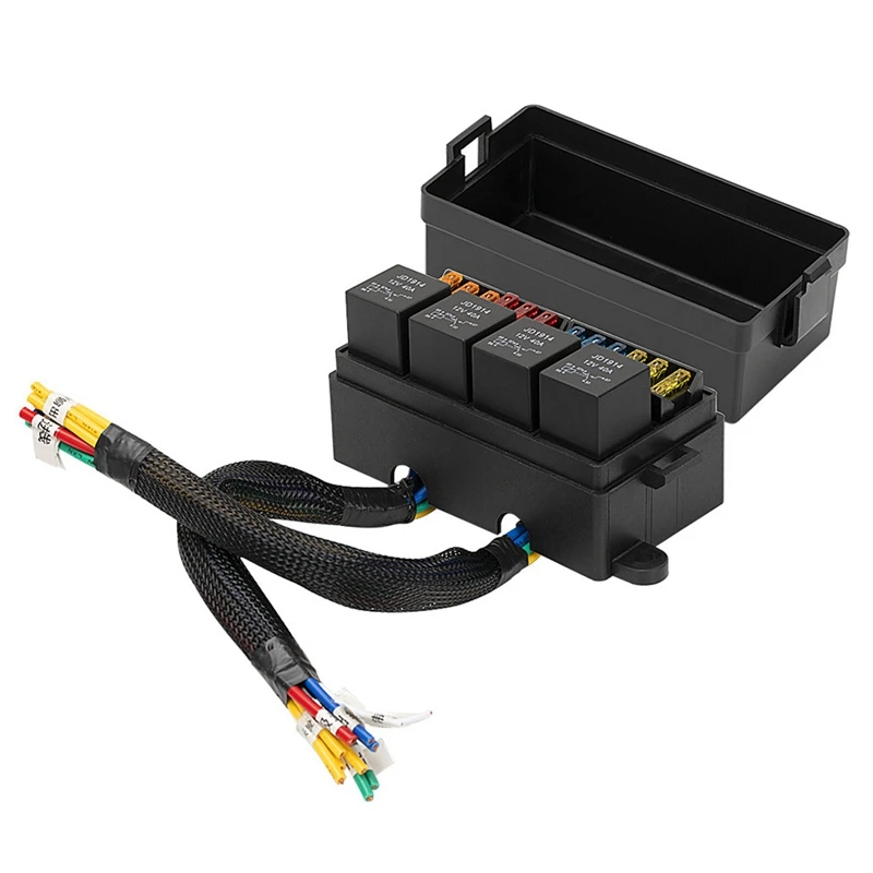 12 Way Relay Fuse Block Holds Universal Waterproof Fuse Relay Box Accessories With 5 Relays And Metallic Pins Spade Terminals
12 Way Relay Fuse Block Holds Universal Waterproof Fuse Relay Box Accessories With 5 Relays And Metallic Pins Spade Terminals