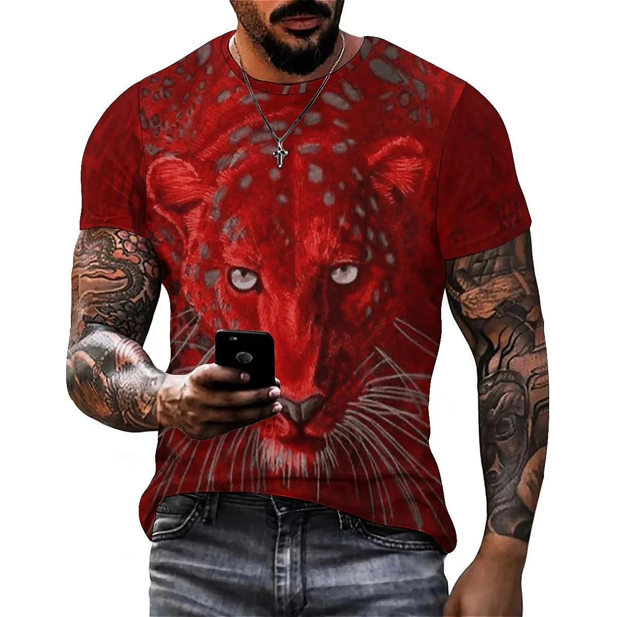 Men's 3D Printed Short Sleeve T-Shirt - Fashionable Pattern, Winter Loungewear, High-Quality Printing
Men's 3D Printed Short Sleeve T-Shirt - Fashionable Pattern, Winter Loungewear, High-Quality Printing