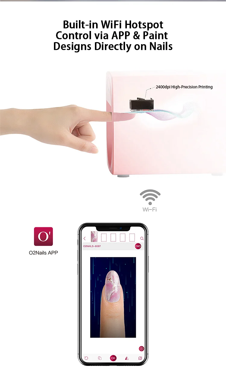 Portable 3D Nail Painting Printer, APP Controlled DIY Nail Art Machine with 1000+ Patterns, Ideal Gift for Girls Ladies, Suitable for Home and Salon Use