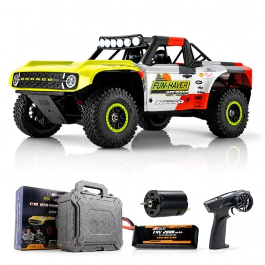 Off-road RC crawler for outdoor use, brushed metal alloy body, race livery A color, official Ford license, LED lights, quick-re
Off-road RC crawler for outdoor use, brushed metal alloy body, race livery A color, official Ford license, LED lights, quick-re