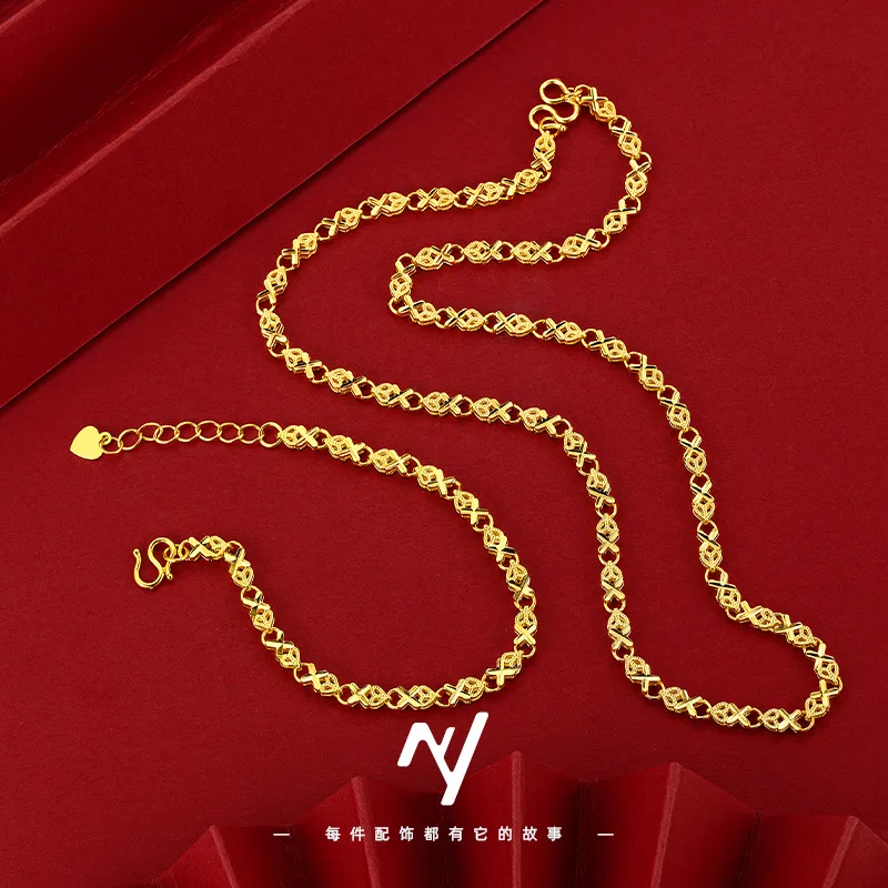 Temperament Simple 9999 24K Real Gold Necklace Bracelet Women's Fashion Reverse Mold Double Love Necklace Bracelet
Temperament Simple 9999 24K Real Gold Necklace Bracelet Women's Fashion Reverse Mold Double Love Necklace Bracelet