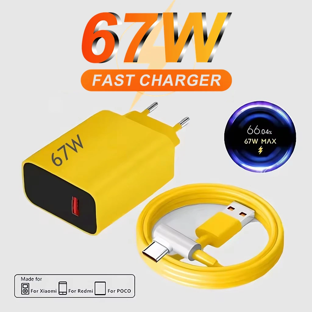67W Max EU Fast Charger For Xiaomi 11 12 13 14 15 17 Redmi Note 11 12T 13 POCO X3 X4 X5 X6 Pro Turbo Charge 6A Type C USB Cable
67W Max EU Fast Charger For Xiaomi 11 12 13 14 15 17 Redmi Note 11 12T 13 POCO X3 X4 X5 X6 Pro Turbo Charge 6A Type C USB Cable
