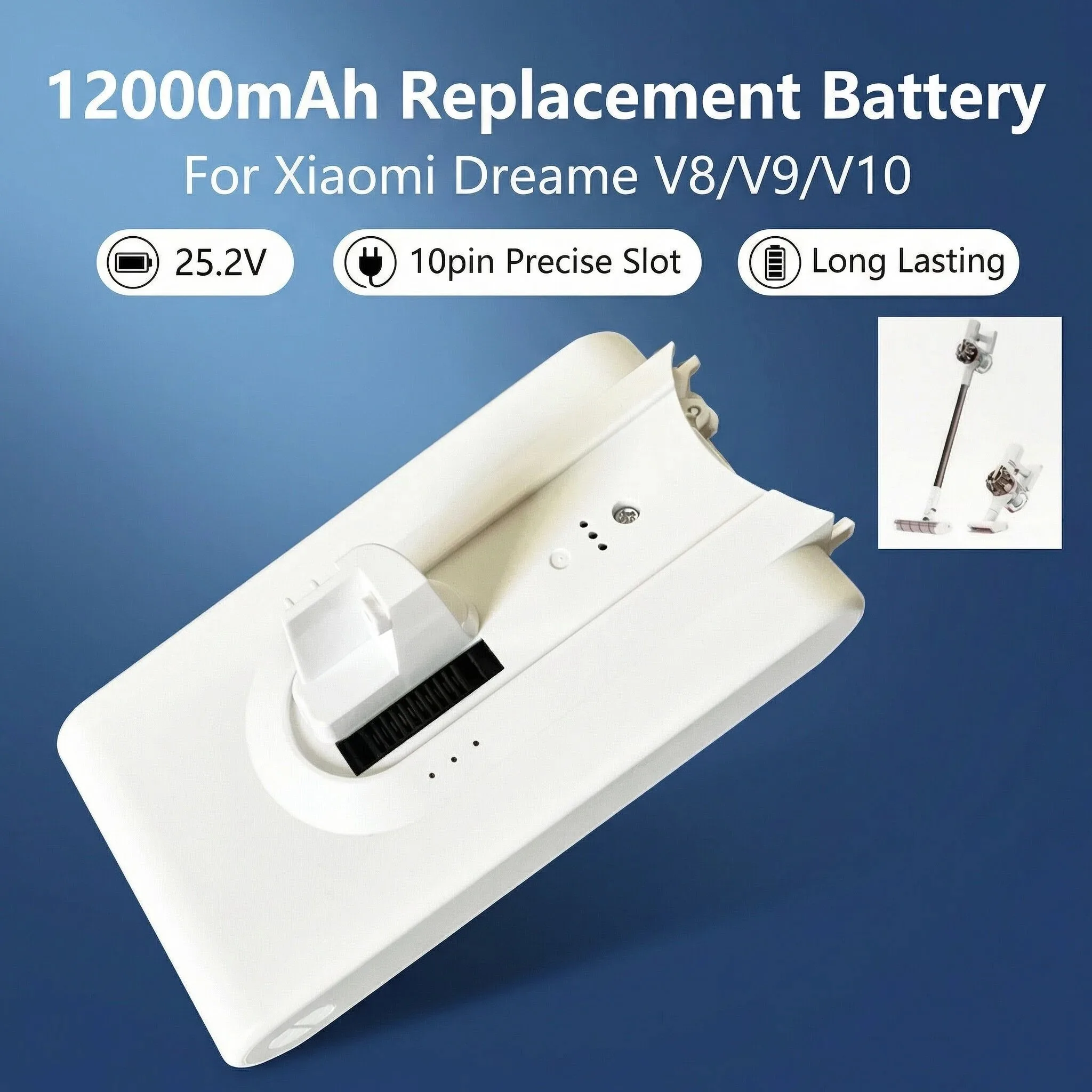 Аккумулятор Li-Ion 12000 мАч для беспроводных пылесосов Xiaomi Dreame V8 V9 V9P V10 VVN3 VVN4 XR, запасная часть
Аккумулятор Li-Ion 12000 мАч для беспроводных пылесосов Xiaomi Dreame V8 V9 V9P V10 VVN3 VVN4 XR, запасная часть