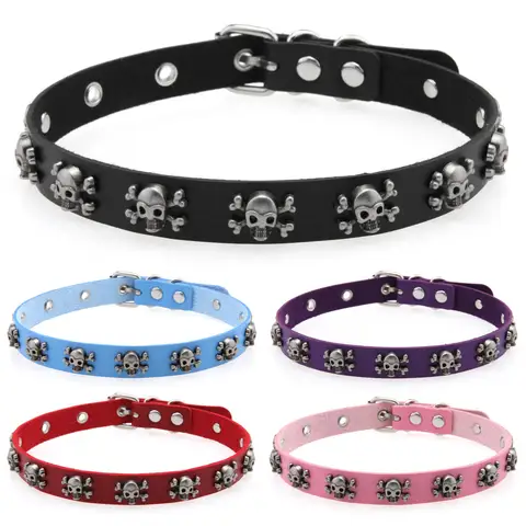 Halloween Punk Necklace Costume Jewelry Skull Choker Collar Goth Choker Necklace Women Pu Leather Chocker Jewellery