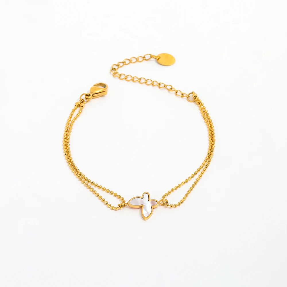 Joolim Jewelry Wholesale High End PVD Waterproof Cute Shell Butterfly Pendant Beads Chain Stainless Steel Bracelet for Women
Joolim Jewelry Wholesale High End PVD Waterproof Cute Shell Butterfly Pendant Beads Chain Stainless Steel Bracelet for Women