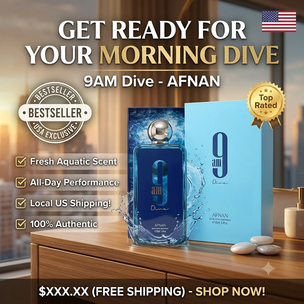 Afnan 9 AM Dive EDP 100ml - Long Lasting Fresh Aquatic Fragrance For Men - Unique Blue Ocean Wave Bottle Cologne Gift
Afnan 9 AM Dive EDP 100ml - Long Lasting Fresh Aquatic Fragrance For Men - Unique Blue Ocean Wave Bottle Cologne Gift