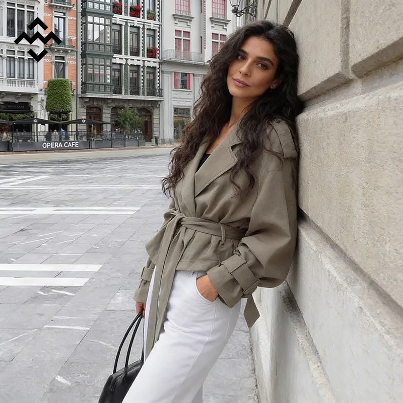 Green Big Lapel Lace Up Jacket Women's Fashion Full Sleeve Pocket Short Loose Trench Coat 2026 Autumn Office Commute Women Coats
Green Big Lapel Lace Up Jacket Women's Fashion Full Sleeve Pocket Short Loose Trench Coat 2026 Autumn Office Commute Women Coats