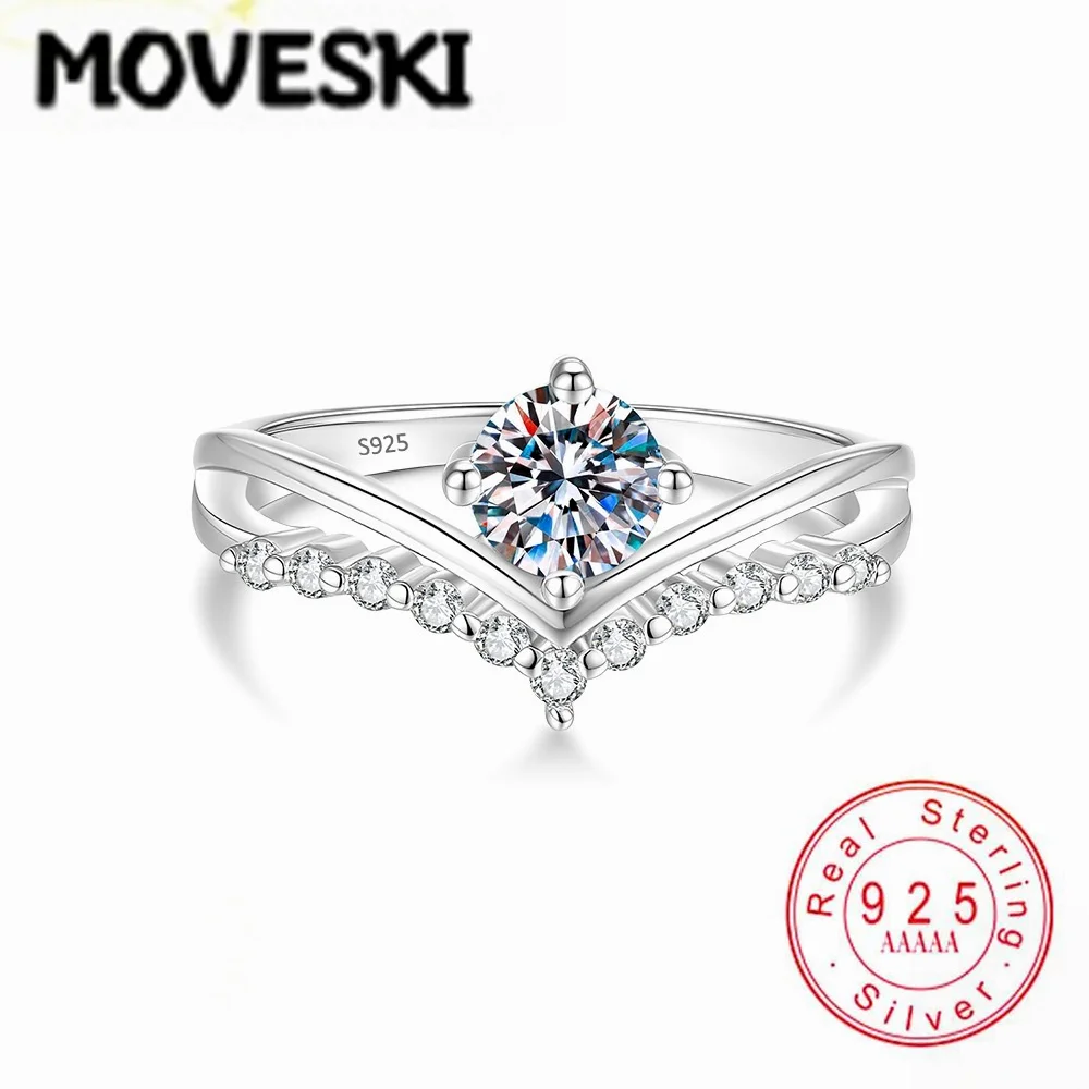 S925 Sterling Silver 0.5CT Round Moissanite Ring Crown V Shape Engagement Wedding Band for Women Fine Jewelry Gift
S925 Sterling Silver 0.5CT Round Moissanite Ring Crown V Shape Engagement Wedding Band for Women Fine Jewelry Gift