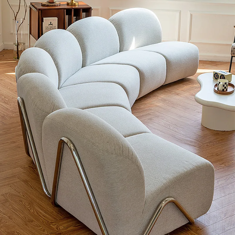 Single sofa Minimalist living room Stainless steel fabric curved sofa
Single sofa Minimalist living room Stainless steel fabric curved sofa