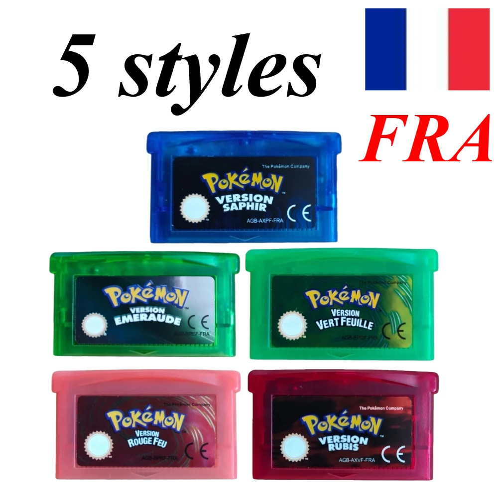 French FRA Pokemon GBA Game Cartridge Version E Meraude Rubis Saphir Green and Red Leaf Flame for Boy Advance GBA SP NDS
French FRA Pokemon GBA Game Cartridge Version E Meraude Rubis Saphir Green and Red Leaf Flame for Boy Advance GBA SP NDS