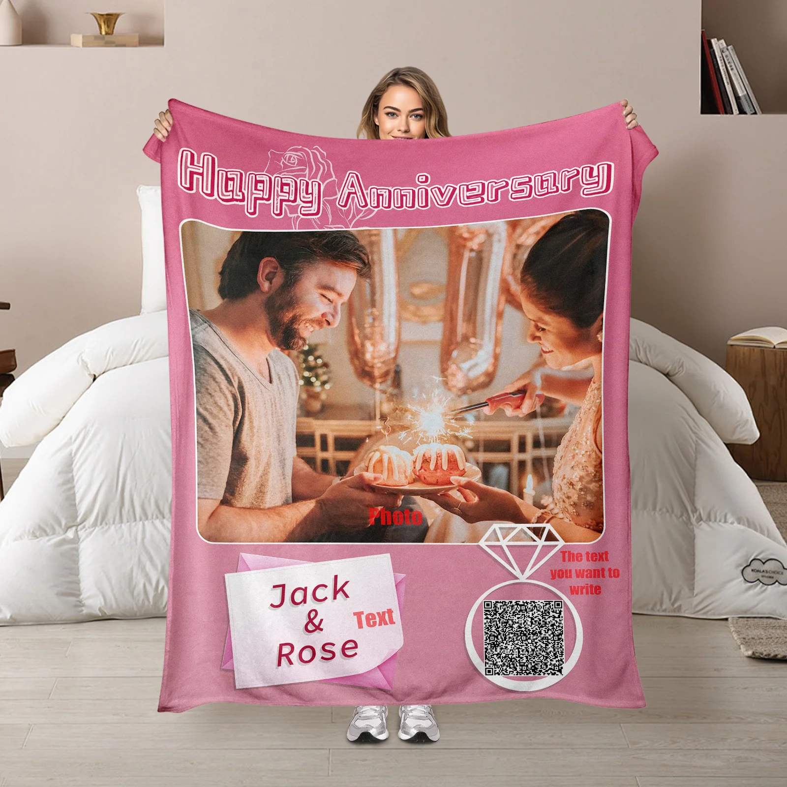 Custom QR Code Photo Blanket Anniversary Gift For Loved One Personalized Keepsake With Love Design Cozy Home Decor
Custom QR Code Photo Blanket Anniversary Gift For Loved One Personalized Keepsake With Love Design Cozy Home Decor