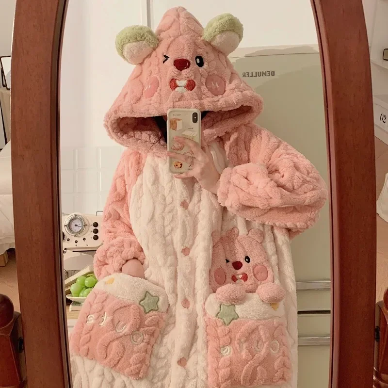 Loopy cute creative cartoon pattern new soft and comfortable skin-friendly coral velvet thickened warm home clothes pajamas set
Loopy cute creative cartoon pattern new soft and comfortable skin-friendly coral velvet thickened warm home clothes pajamas set