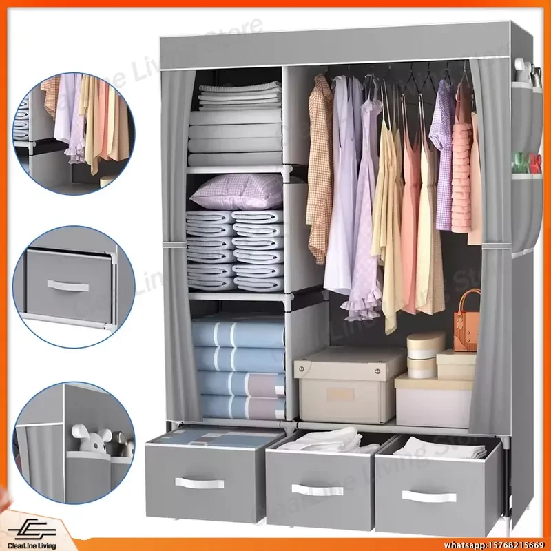 Portable Fabric Wardrobe Closet Organizer Clothes Storage Cupboard for Bedroom Living Room Home 105x45x163cm Canvas Closet
Portable Fabric Wardrobe Closet Organizer Clothes Storage Cupboard for Bedroom Living Room Home 105x45x163cm Canvas Closet