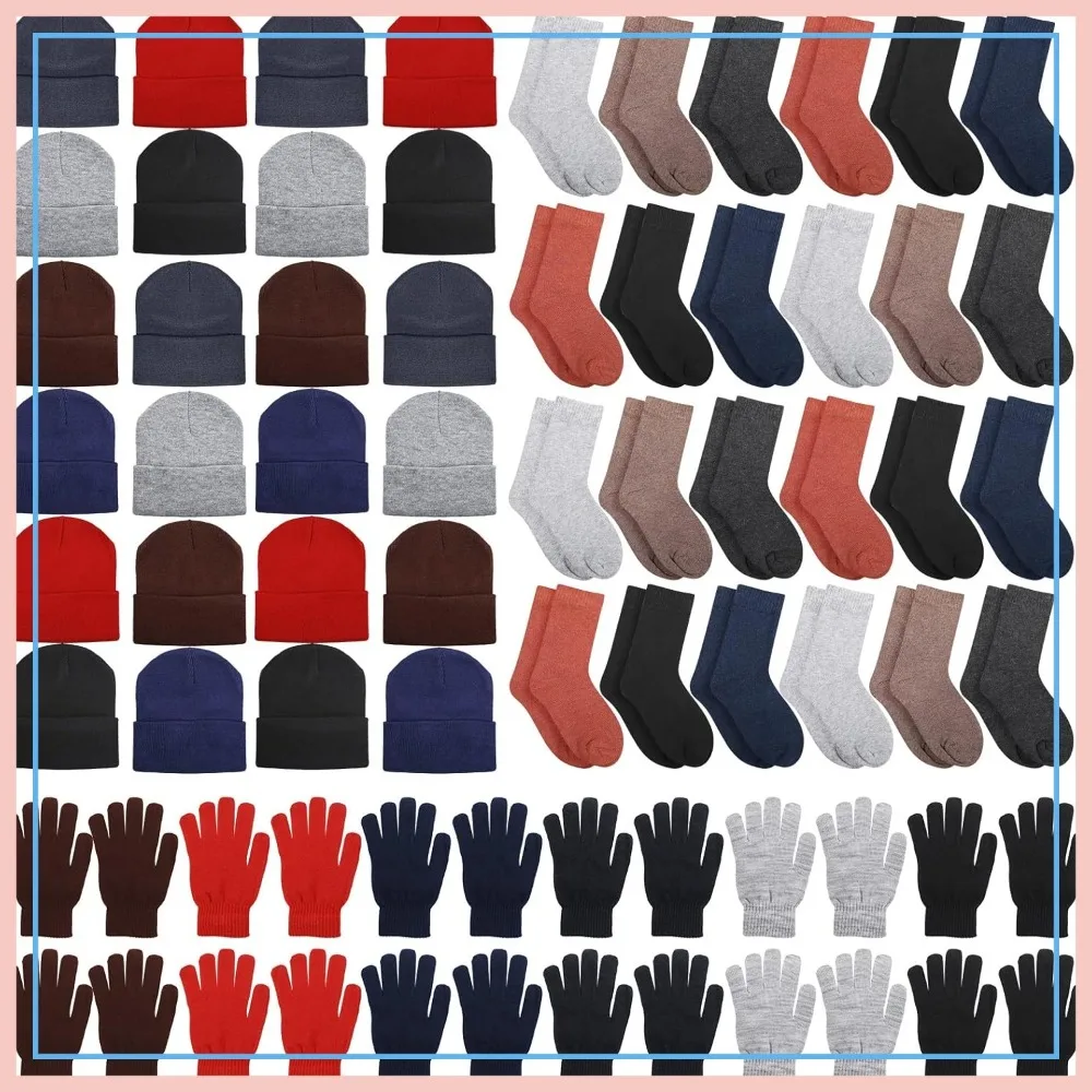 Winter Beanie Hat Gloves Set with Warm Socks Bulk, Knitted Beanie Cap Thick Thermal Gloves Socks Pack
Winter Beanie Hat Gloves Set with Warm Socks Bulk, Knitted Beanie Cap Thick Thermal Gloves Socks Pack