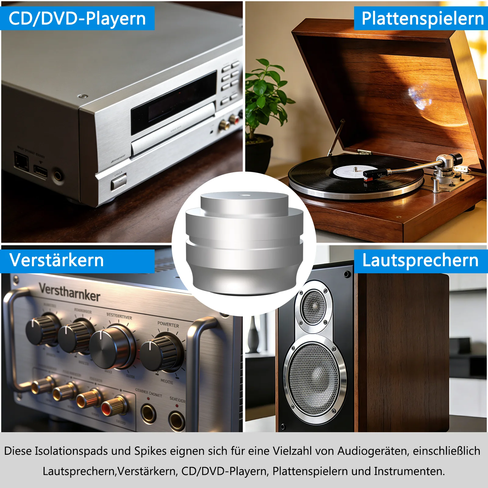 Premium Aluminum Speaker Feet/Audio Stand ,with Steel Balls/ M4 Screws 33x22mm black and silver
Premium Aluminum Speaker Feet/Audio Stand ,with Steel Balls/ M4 Screws 33x22mm black and silver