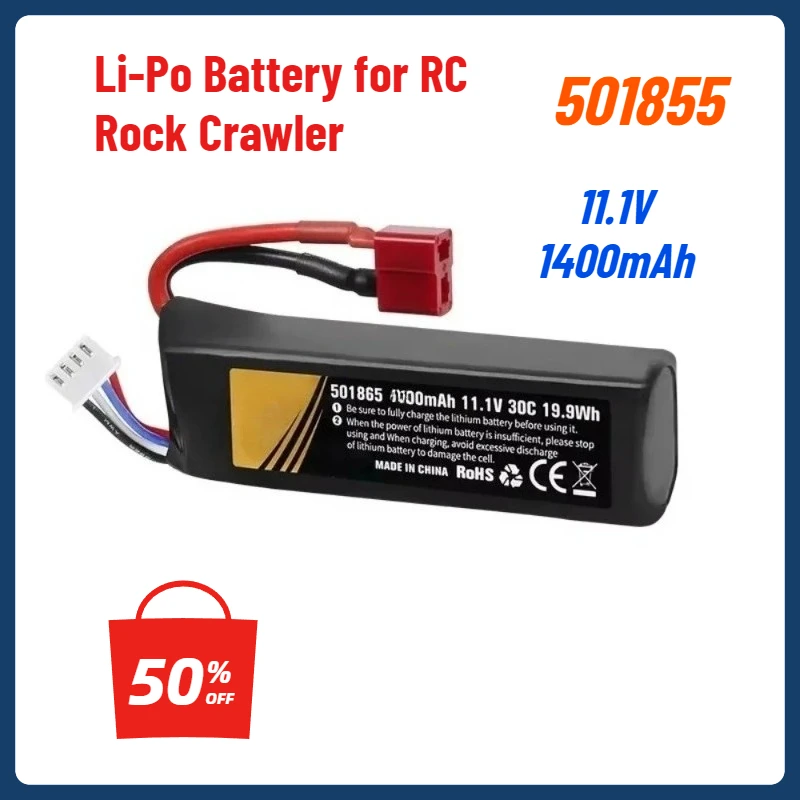 11.1V 1400mAh Li-Po Battery for RC Rock Crawler Off-Road Truck Aircraft 4WD Car - High Discharge 30C Rechargeable with T-Plug
11.1V 1400mAh Li-Po Battery for RC Rock Crawler Off-Road Truck Aircraft 4WD Car - High Discharge 30C Rechargeable with T-Plug