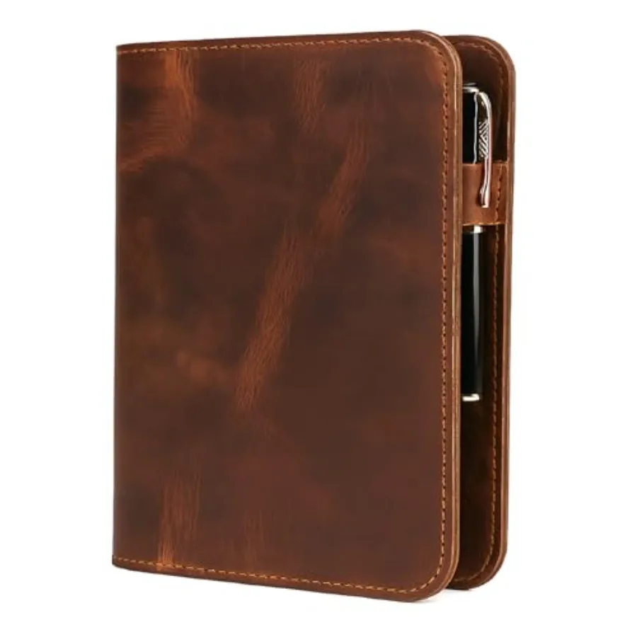 Genuine Leather A5 Journal Cover Refillable Notebook Cover, Fits 5.75 x 8.25 in, Card Slots Pocket and Pen Holder, Handmade Pro
Genuine Leather A5 Journal Cover Refillable Notebook Cover, Fits 5.75 x 8.25 in, Card Slots Pocket and Pen Holder, Handmade Pro