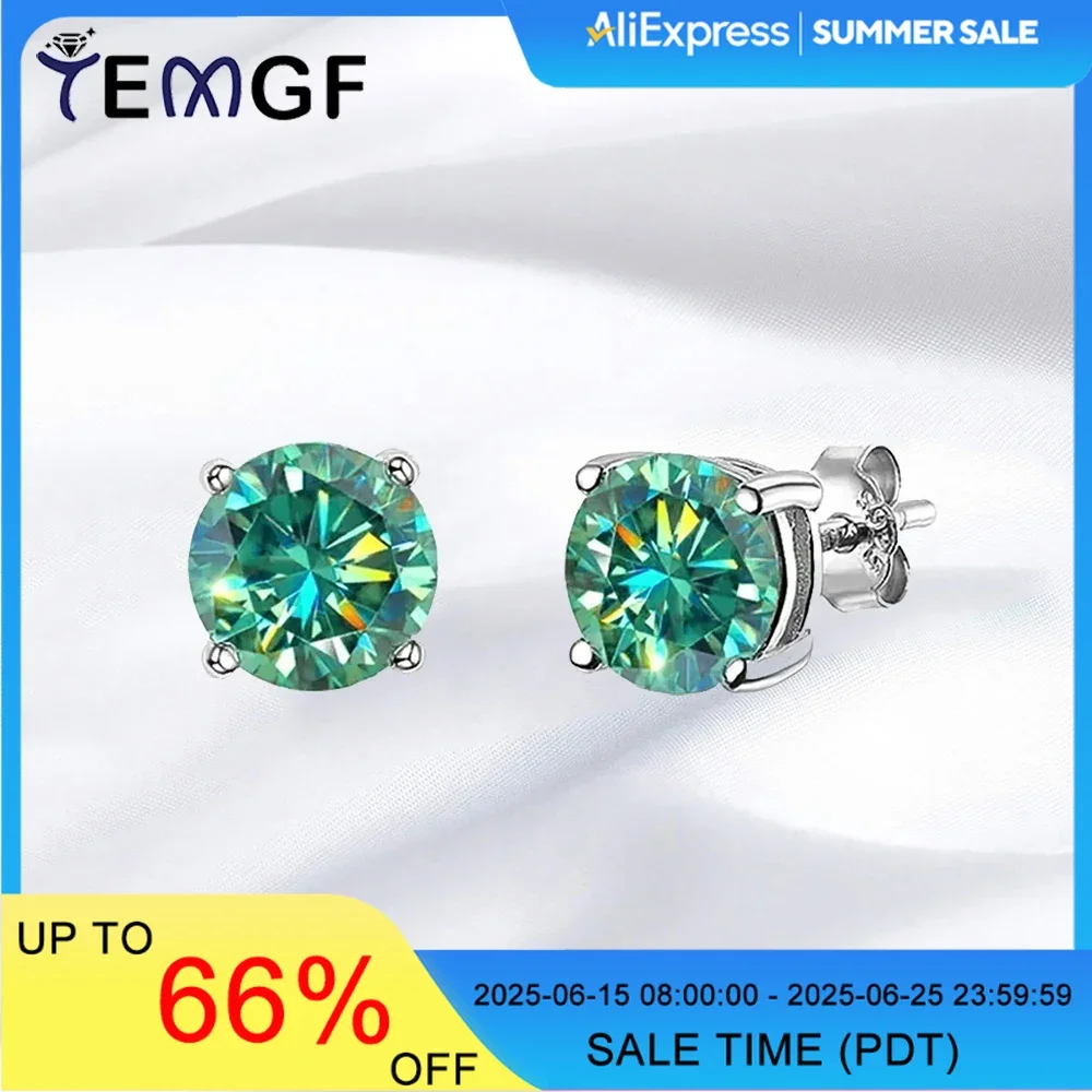 TEMGF 1 Pair Stud Earrings 0.5/1CT Green/Black Moissanite Round Cut S925 Silver for Women Fine Jewelry Elegant Daily Accessories
TEMGF 1 Pair Stud Earrings 0.5/1CT Green/Black Moissanite Round Cut S925 Silver for Women Fine Jewelry Elegant Daily Accessories