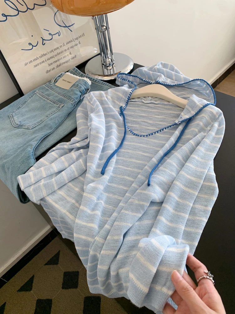 Свободная полосатая трикотажная толстовка с капюшоном, женская мода, весна-осень, легкая, удобная, дышащая, повседневная, Long Sve
Свободная полосатая трикотажная толстовка с капюшоном, женская мода, весна-осень, легкая, удобная, дышащая, повседневная, Long Sve