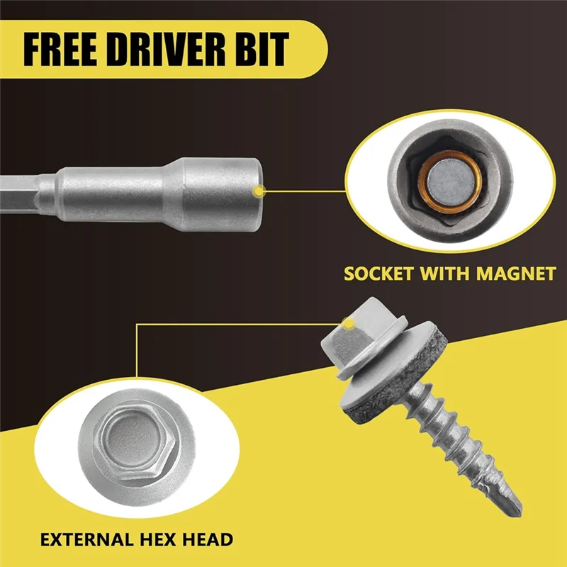RALCA-300Pcs 10X1 Hex Heads Self-Drilling Metal Roofing Screws, EPDM Washer,Sheet Metal Roof Screw With Hex Driver Bit
RALCA-300Pcs 10X1 Hex Heads Self-Drilling Metal Roofing Screws, EPDM Washer,Sheet Metal Roof Screw With Hex Driver Bit