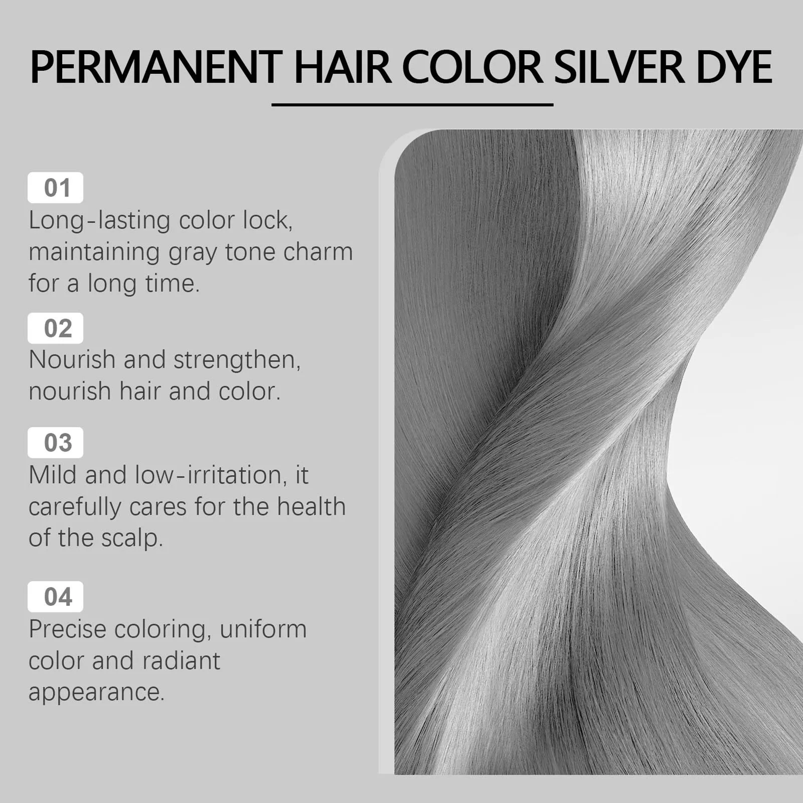 Silver Gray Natural Hair Dye Cream Long-lasting Effective Hair Dye for Friends Family Neighbors Gift B88
Silver Gray Natural Hair Dye Cream Long-lasting Effective Hair Dye for Friends Family Neighbors Gift B88