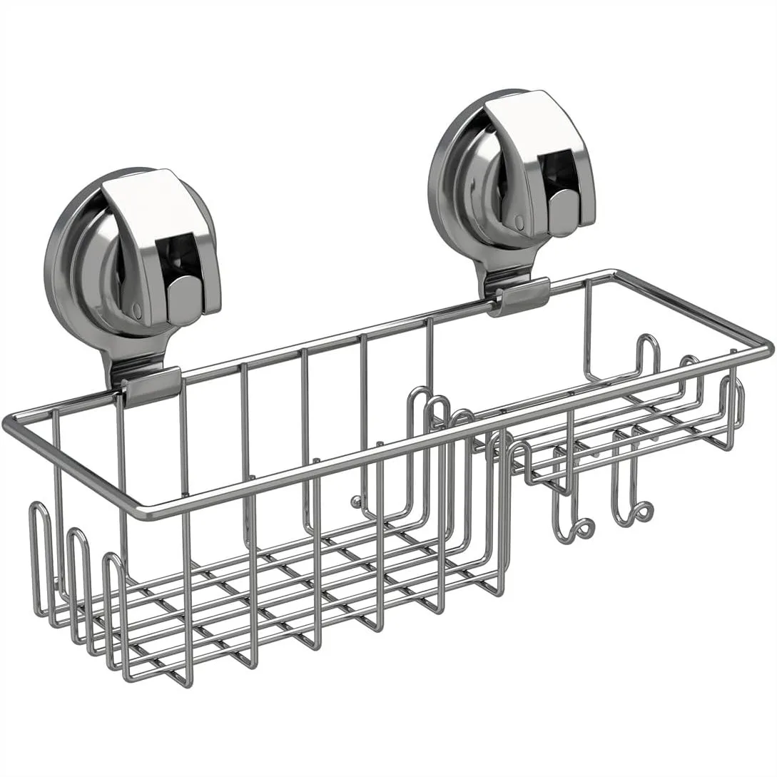 Suction Cup Shower Shelf with Hooks, Rust Proof 304 Stainless Steel Caddy for Bathroom Sponge Soap Storage
Suction Cup Shower Shelf with Hooks, Rust Proof 304 Stainless Steel Caddy for Bathroom Sponge Soap Storage