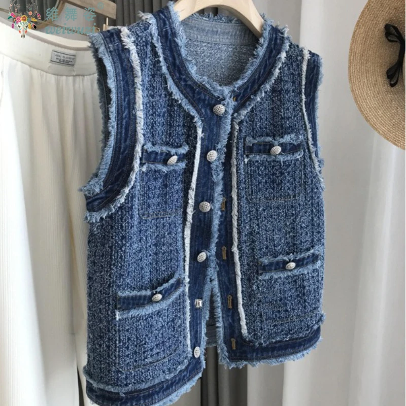 Autumn New Women's Knitted Cowboy Vest Tops Thick Warm with Pocket Denim Coat Loose Casual Waistcoats Elegant Woman Clothing
Autumn New Women's Knitted Cowboy Vest Tops Thick Warm with Pocket Denim Coat Loose Casual Waistcoats Elegant Woman Clothing