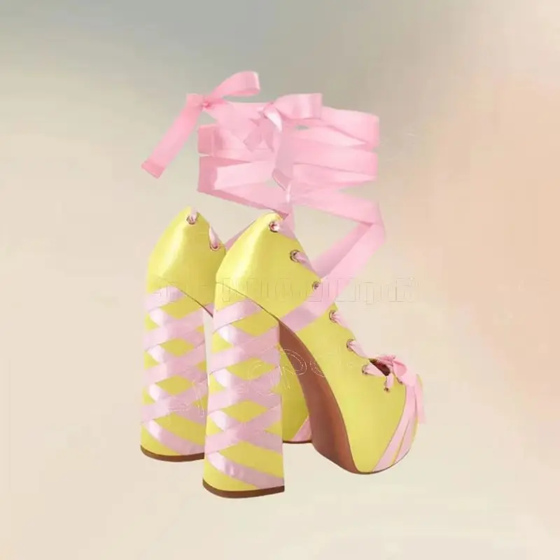 Pink Bow Knot Sky Blue Silk Round Toe Twine Pumps Lace Up Women Shoes Chunky High Heels Party Banquet 2026 Zapatos Para Mujere
Pink Bow Knot Sky Blue Silk Round Toe Twine Pumps Lace Up Women Shoes Chunky High Heels Party Banquet 2026 Zapatos Para Mujere