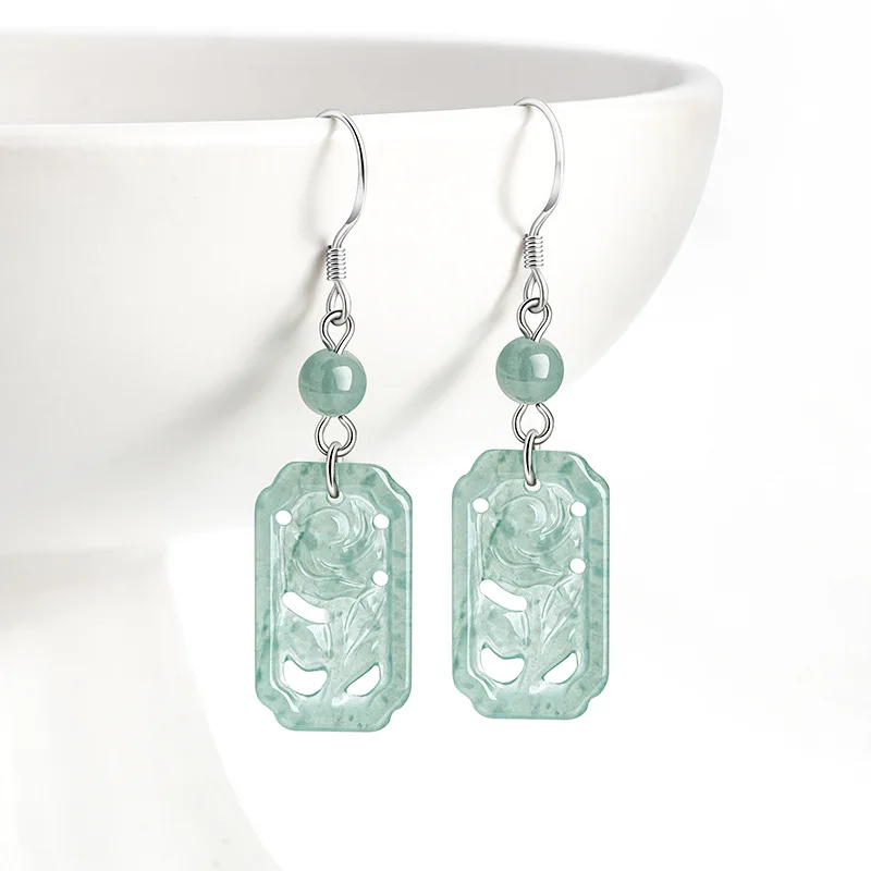 Natural A-grade Jade Blue Water Rose Earrings S925 Silver Inlaid Ice Jadeite Personalized Women's Gifts Jewelry Drop Shipping
Natural A-grade Jade Blue Water Rose Earrings S925 Silver Inlaid Ice Jadeite Personalized Women's Gifts Jewelry Drop Shipping