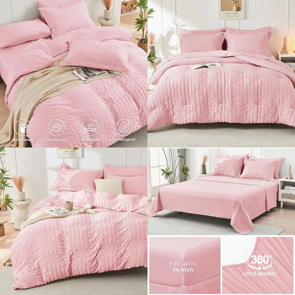 7-предметный комплект постельного белья из сирсакера, роскошное всесезонное постельное белье с простынями, наволочками и декоративными наволочками.
7-предметный комплект постельного белья из сирсакера, роскошное всесезонное постельное белье с простынями, наволочками и декоративными наволочками.