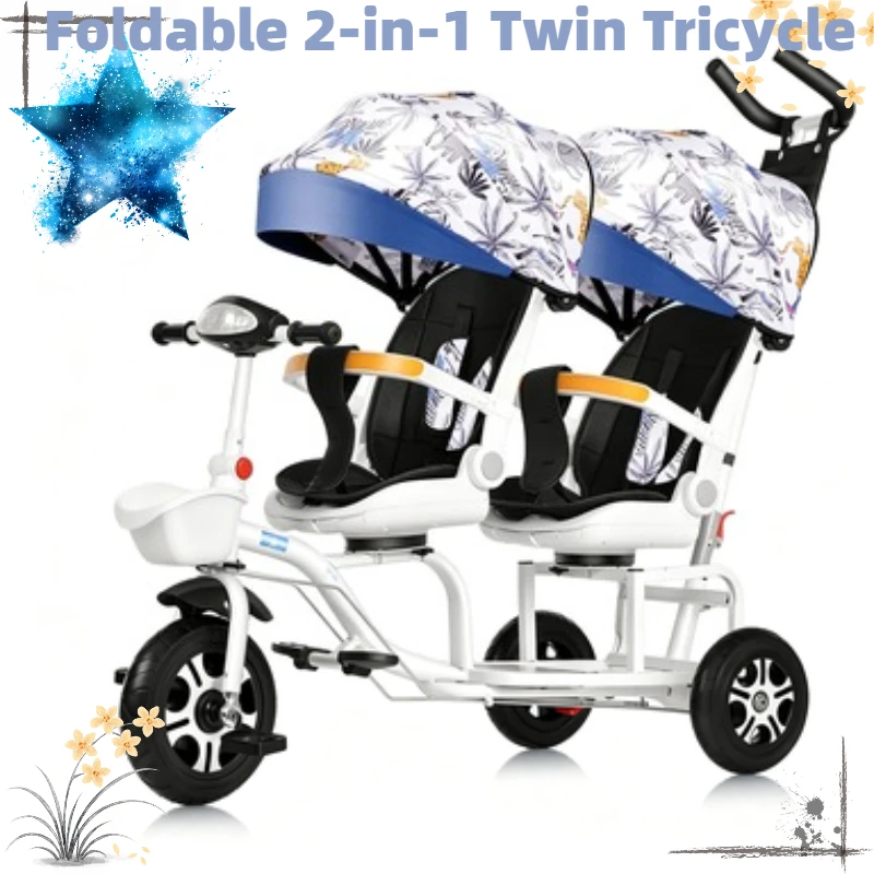 1228 Foldable Twin Kids Tricycle, 2-Seat Convertible Stroller & Pedal Bike for 1-6 Year Olds
1228 Foldable Twin Kids Tricycle, 2-Seat Convertible Stroller & Pedal Bike for 1-6 Year Olds