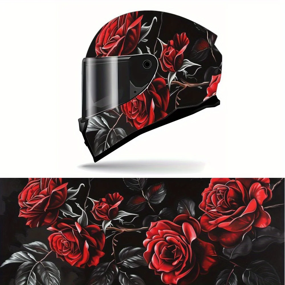 Red Rose Gloomy Realm Full Face Helmet Vinyl Wrap Sticker, Waterproof Scratch-Resistant Self-Adhesive PVC Decals, Artistic Aesth 
Red Rose Gloomy Realm Full Face Helmet Vinyl Wrap Sticker, Waterproof Scratch-Resistant Self-Adhesive PVC Decals, Artistic Aesth