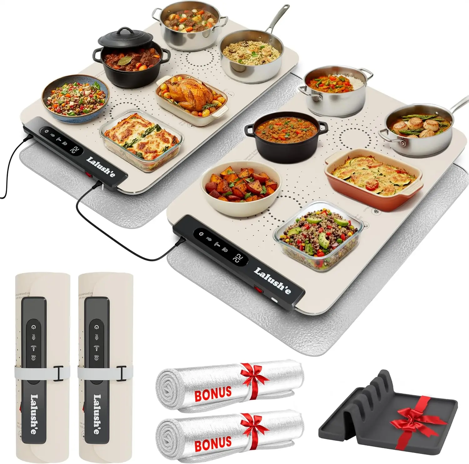 XL Electric Food Warming Mat Set (2-Pack) - Graphene Heating, Color-Changing Surface, 8 Temp Levels, Child Lock
XL Electric Food Warming Mat Set (2-Pack) - Graphene Heating, Color-Changing Surface, 8 Temp Levels, Child Lock