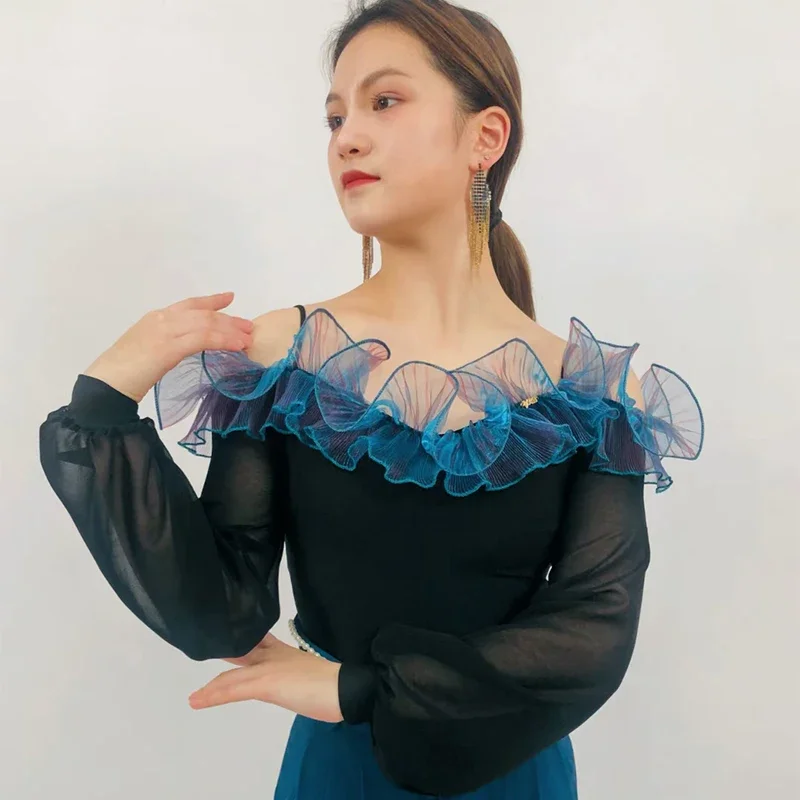 Adult Women Ballroom Dance Tops Off Shoulder Mesh Long Sleeves Waltz Dance Costume Performance Wear Practice Clothing BL11086
Adult Women Ballroom Dance Tops Off Shoulder Mesh Long Sleeves Waltz Dance Costume Performance Wear Practice Clothing BL11086