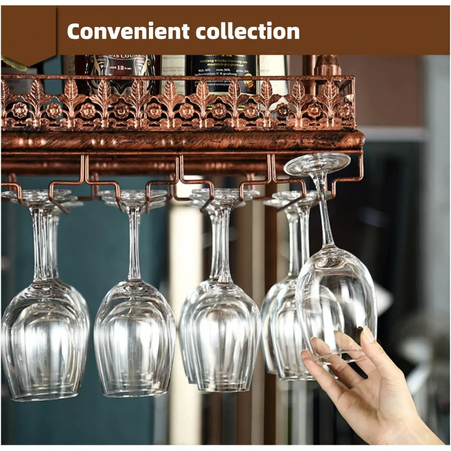 Mounted Retro Wine Glass Rack for Ceiling Display with Drink Bottle Holder - Vintage Style
Mounted Retro Wine Glass Rack for Ceiling Display with Drink Bottle Holder - Vintage Style
