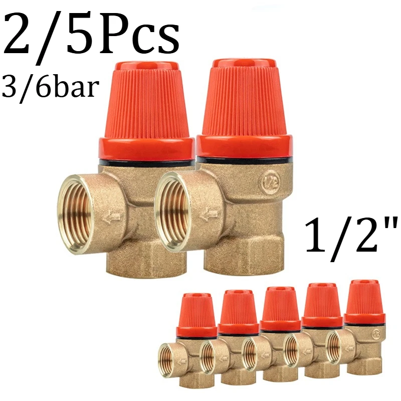 1/2" Brass Safety Valve Pressure Relief Valve 3/6bar Non-adjustable 2Pcs/5Pcs Multi-Pack for Water Heater Boiler Air Compressor
1/2" Brass Safety Valve Pressure Relief Valve 3/6bar Non-adjustable 2Pcs/5Pcs Multi-Pack for Water Heater Boiler Air Compressor