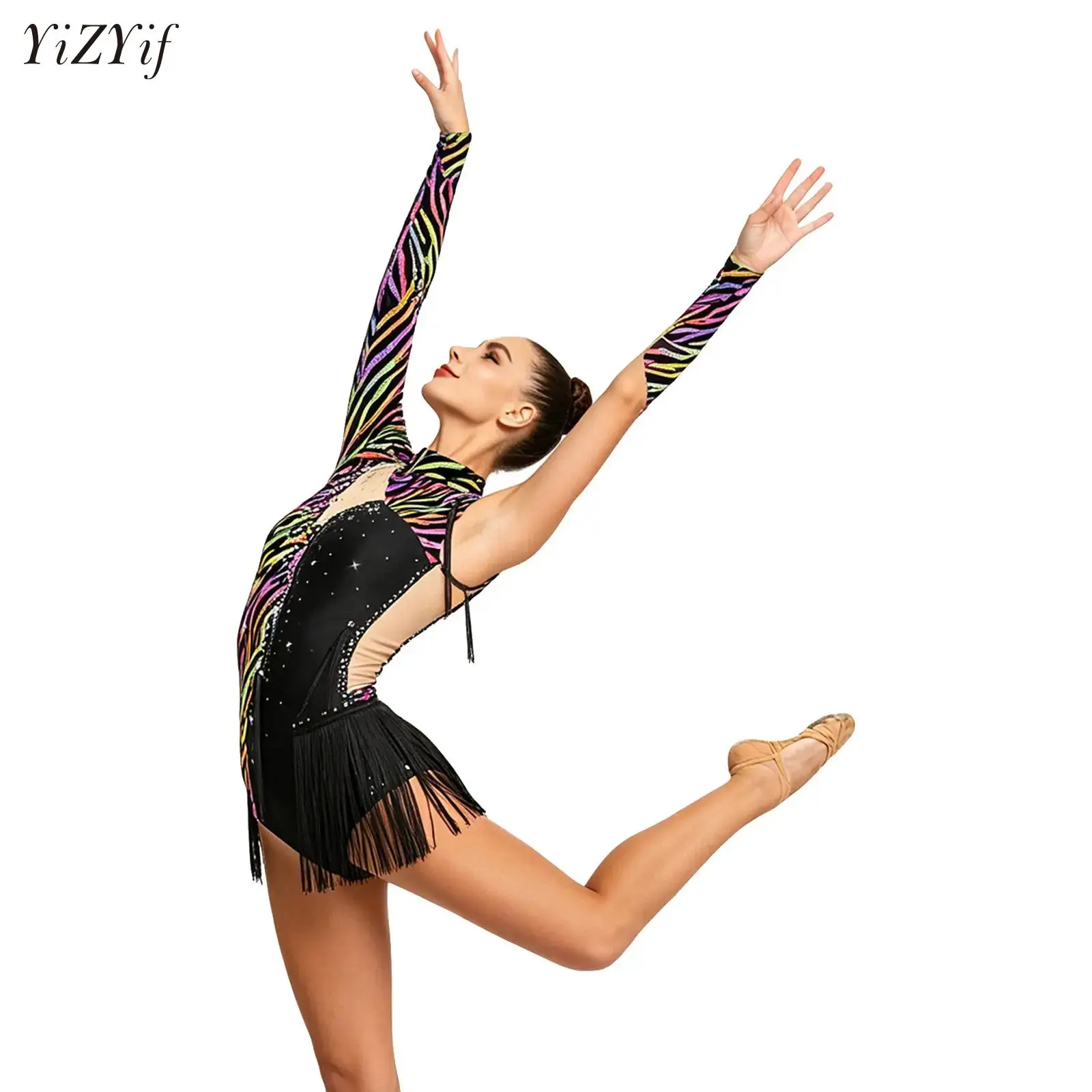 Women Single Sleeve Ballet Gymnastics Tassel Leotard Sparkly Rhinestones Figure Skating Performance Bodysuit Performance Costume
Women Single Sleeve Ballet Gymnastics Tassel Leotard Sparkly Rhinestones Figure Skating Performance Bodysuit Performance Costume