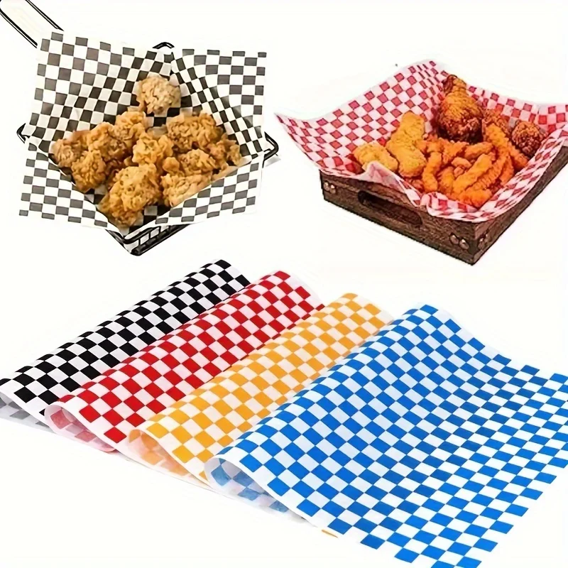 50/100Sheets Checkered Sandwich Wrappers Dry Wax Paper Grease Resistant Black Red Burger Food Basket Liner Oilpaper
50/100Sheets Checkered Sandwich Wrappers Dry Wax Paper Grease Resistant Black Red Burger Food Basket Liner Oilpaper