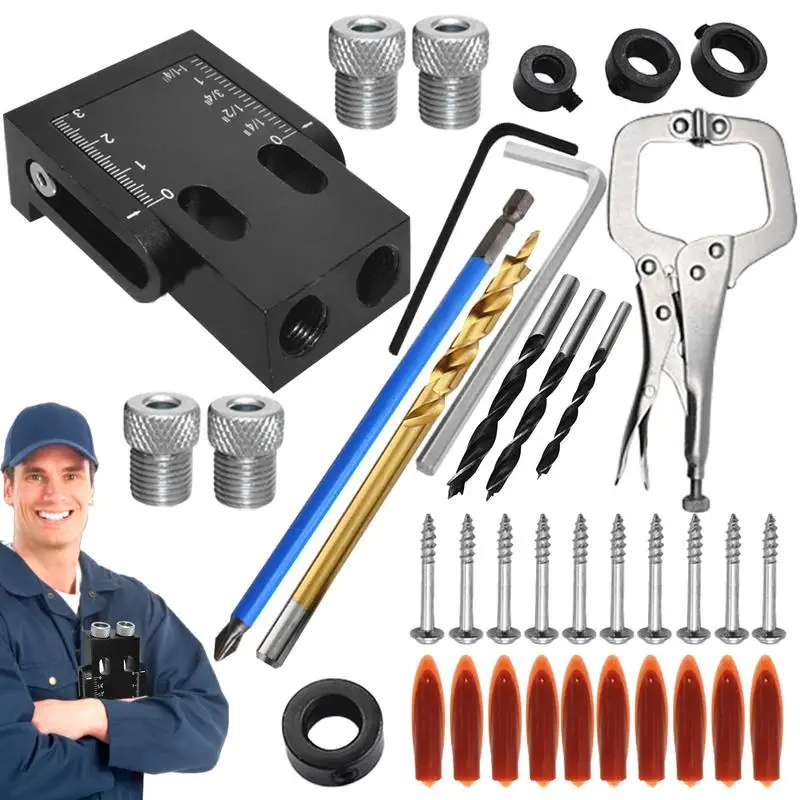 Pocket Hole Jig Kit Woodworking Position Guide 15 Angle Drilling Locator Tool Kit Pocket Hole Jig System Set for Woodworking
Pocket Hole Jig Kit Woodworking Position Guide 15 Angle Drilling Locator Tool Kit Pocket Hole Jig System Set for Woodworking