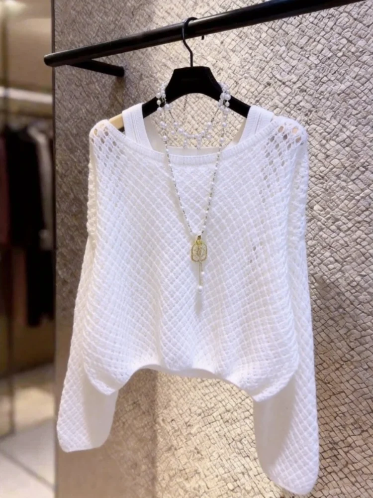 Elegant Knitted Hollow out Top Women's plus Size Summer New Fashion Slimming Gentle Style Casual Shirt for plus Size Ladies
Elegant Knitted Hollow out Top Women's plus Size Summer New Fashion Slimming Gentle Style Casual Shirt for plus Size Ladies