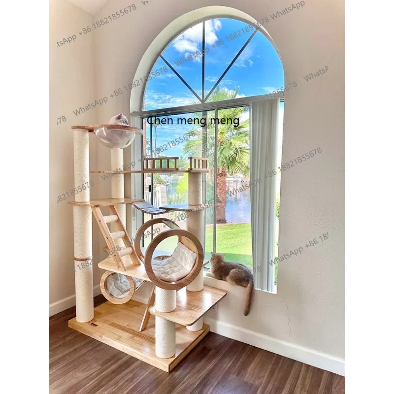 Super large solid wood cat climbing frame integrated imported wooden cat villa castle 210605
Super large solid wood cat climbing frame integrated imported wooden cat villa castle 210605